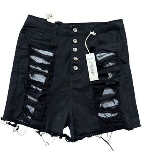 Aphrodite black denim distressed shorts size 3xl
